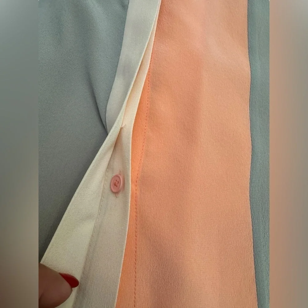 Elie Tahari Silk Colorblock Blouse Size Small